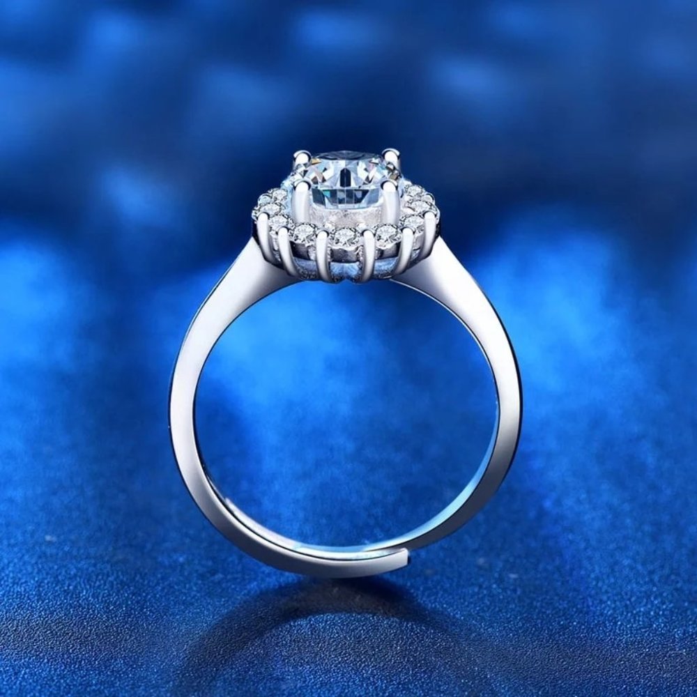 Certified 1ct. t.w. Diamond Engagement Ring 18k White Gold over Italy Silver - Picture 4 of 16